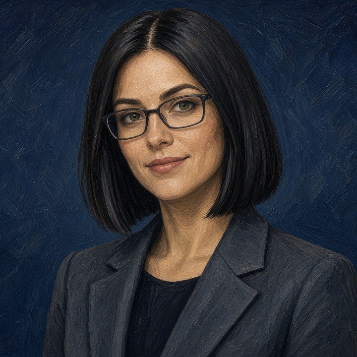 Illustrated portrait of Iris, an AI agent